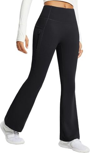 baleaf Women's Fleece Lined Pants Water Resistant Winter Thermal Warm Flare Leggings Bell Bottom Yoga Pants with Pockets in Kuwait