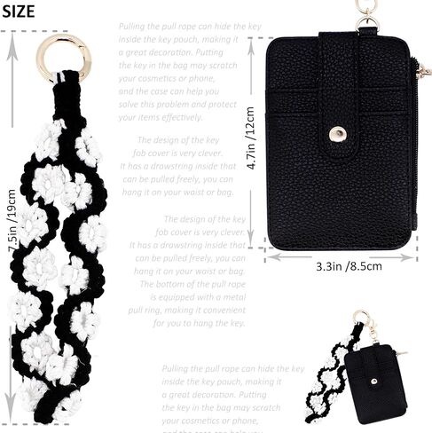 BIHRTC Wristlet Bracelet Keychain Card Holder Key Bangle PU Leather Wristlet Keyring Bracelets Tassel Keychain Round Key Ring with Charpstick Holder for Girls Leopard in Kuwait