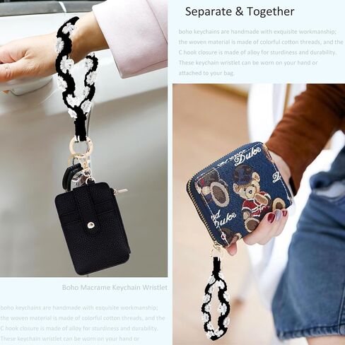 BIHRTC Wristlet Bracelet Keychain Card Holder Key Bangle PU Leather Wristlet Keyring Bracelets Tassel Keychain Round Key Ring with Charpstick Holder for Girls Leopard in Kuwait