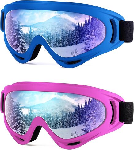 Dizywiee 2-Pack Kids Ski Goggles, Snowboard Goggles for Adult Youth Teens Boys & Girls, Winter Snow Sports Goggles in Kuwait