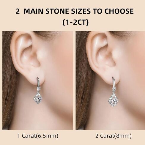 AINUOSHI Moissanite Dangle Drop Earrings for women, 925 Sterling Silver Hook Earrings White Gold D-E Color VVS1 Moissanite Diamond Earrings for Sensitive Ears Hypoallergenic Jewelry Gifts in Kuwait