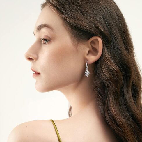 AINUOSHI Moissanite Dangle Drop Earrings for women, 925 Sterling Silver Hook Earrings White Gold D-E Color VVS1 Moissanite Diamond Earrings for Sensitive Ears Hypoallergenic Jewelry Gifts in Kuwait