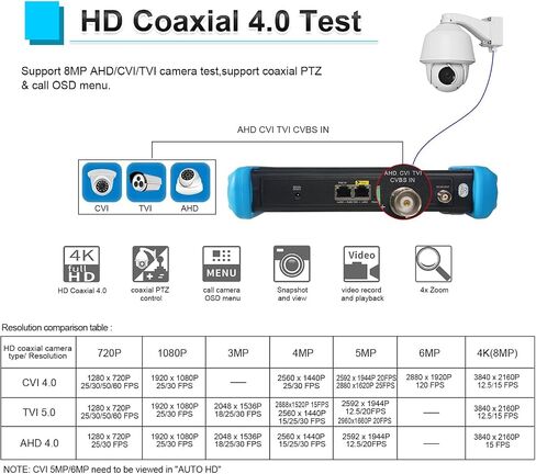 شاشة لمس EVERSECU مقاس 7 بوصات 5 في 1 تدعم كاميرا IP حتى 4K وكاميرا 720P/1080P/3.0mp/4.0mp/5.0 ميجابيكسل AHD وTVI وCVI وCVBS، مع لوحة مفاتيح/اكتشاف IP/WiFi/APP in Kuwait
