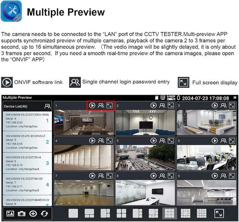 شاشة لمس EVERSECU مقاس 7 بوصات 5 في 1 تدعم كاميرا IP حتى 4K وكاميرا 720P/1080P/3.0mp/4.0mp/5.0 ميجابيكسل AHD وTVI وCVI وCVBS، مع لوحة مفاتيح/اكتشاف IP/WiFi/APP in Kuwait