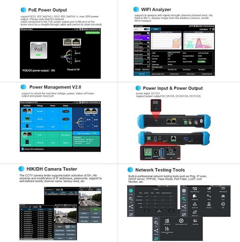 شاشة لمس EVERSECU مقاس 7 بوصات 5 في 1 تدعم كاميرا IP حتى 4K وكاميرا 720P/1080P/3.0mp/4.0mp/5.0 ميجابيكسل AHD وTVI وCVI وCVBS، مع لوحة مفاتيح/اكتشاف IP/WiFi/APP in Kuwait