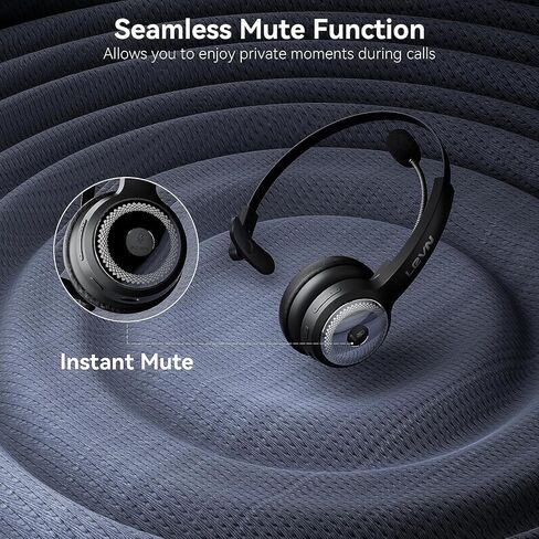 LEVN Bluetooth 5.0 Headset, Wireless Headset with Microphone (AI Noise Cancelling), 35Hrs Bluetooth Headphones with USB Dongle for PC, Suitable for Remote Work/Call Center/Zoom/Online Class/Trucker in Kuwait