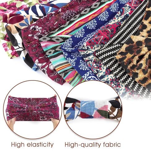Bohend Boho Headband Wide Yoga Stretchy Bandeau Large Headwrap Sport Athletic Beach Hair Accessories for Women and Girls(8pcs) in Kuwait