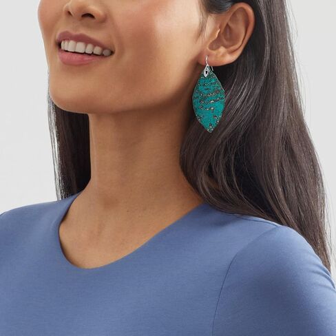 Silpada 'Emerald Pools' Drop Earrings in Green Patina Brass and Sterling Silver in Kuwait