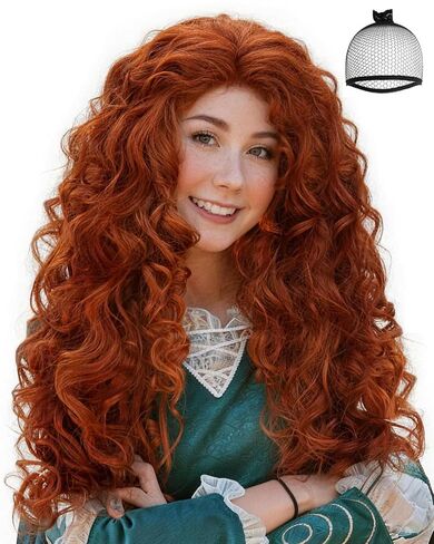 JoneTing Long Brown Mix White Wig 【+Wig Cap】 Curly Wig for Girls Long Curly Fluffy Wig for Halloween Anime Cosplay Wig for Female Costume Peluca Marrón Mezcla Blanca for Daily Wearing and Party in Kuwait