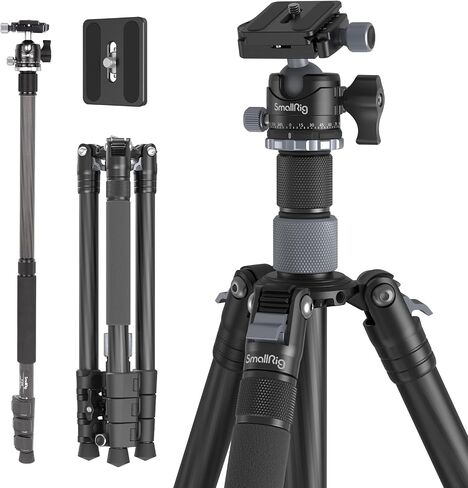 SmallRig 54" Lightweight Compact Carbon Fiber Tripod with Detachable Monopod, 360° Ball Head, Quick Release Plate, Load up to 26.5 lbs/12 kg, for Canon for Sony, DSLR Camera, Phone, Camcorder-4060 in Kuwait