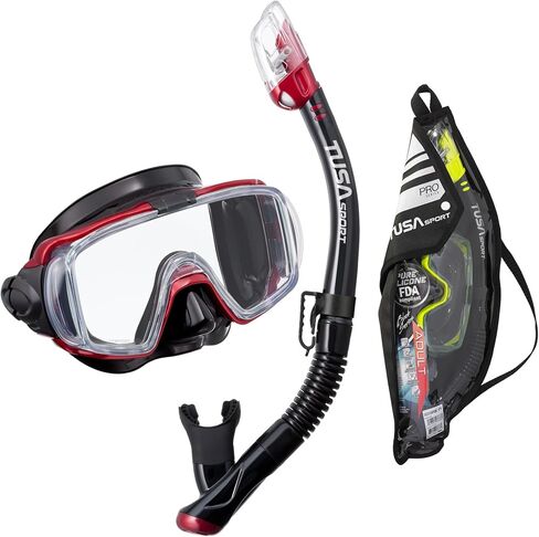 TUSA Sport Adult Visio Tri-Ex Black Series Mask and Dry Snorkel Combo in Kuwait