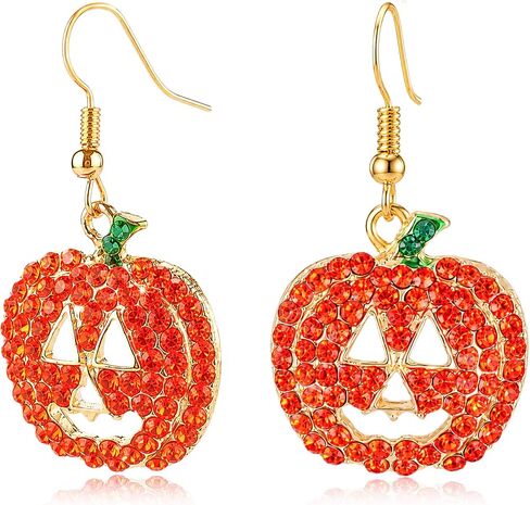 Halloween Pumpkin Earrings Hypoallergenic Crystal Dangle Earrings for Women Holiday Thanksgiving Halloween Pumpkin Drop Earrings in Kuwait