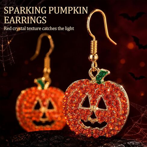 Halloween Pumpkin Earrings Hypoallergenic Crystal Dangle Earrings for Women Holiday Thanksgiving Halloween Pumpkin Drop Earrings in Kuwait