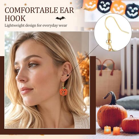 Halloween Pumpkin Earrings Hypoallergenic Crystal Dangle Earrings for Women Holiday Thanksgiving Halloween Pumpkin Drop Earrings in Kuwait