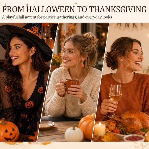 Halloween Pumpkin Earrings Hypoallergenic Crystal Dangle Earrings for Women Holiday Thanksgiving Halloween Pumpkin Drop Earrings in Kuwait