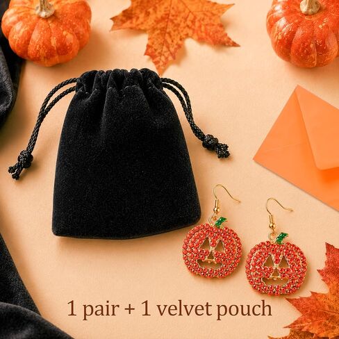 Halloween Pumpkin Earrings Hypoallergenic Crystal Dangle Earrings for Women Holiday Thanksgiving Halloween Pumpkin Drop Earrings in Kuwait