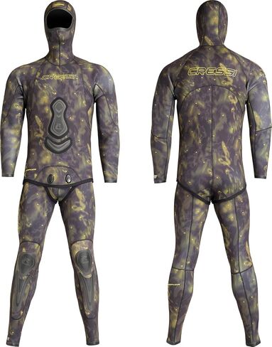 Cressi Lampuga 2-pcs Camouflage Patterned Freediving Wetsuit, Jacket & Pants, Loading Chest Pad, Knee Protection, Anatomical Design - Lampuga: Designed in Italy in Kuwait