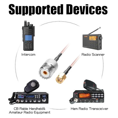 Handheld Antenna Cable SMA Male to UHF SO-239 Female Connectors 6'' Pack of 2 for Amplifier in Kuwait