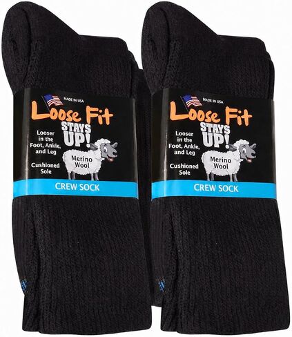 Loose Fit Stays Up Solid Merino Wool Men's and Women's Sock 2 Pack in Kuwait