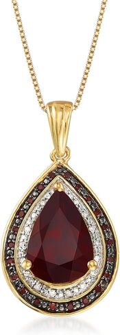 Ross-Simons 4.10 Carat Garnet and .20 ct. t.w. Red and White Diamond Pendant Necklace in 18kt Gold Over Sterling. 20 inches in Kuwait