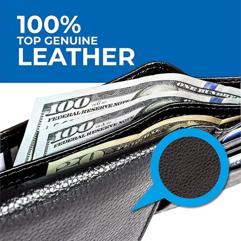 RFID Blocking Stylish Genuine Leather Wallet for Men - Excellent as Travel Bifold - Credit Card Protector in Kuwait