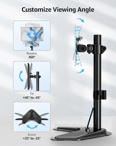 MOUNTUP Single Monitor Stands, Freestanding VESA Monitor Desk Mount fits 13'' to 32'' Computer Screen with Height Adjustable, Swivel, Tilt, Rotation, VESA 75x75 100x100 MU0023 in Kuwait