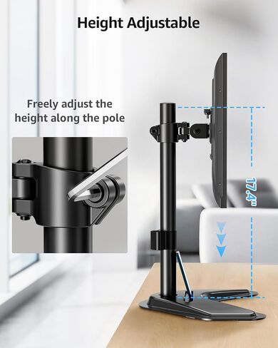 MOUNTUP Single Monitor Stands, Freestanding VESA Monitor Desk Mount fits 13'' to 32'' Computer Screen with Height Adjustable, Swivel, Tilt, Rotation, VESA 75x75 100x100 MU0023 in Kuwait