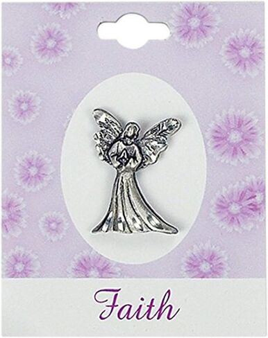 Faith Angel Lapel Pin, Silver Guardian Angel Jewelry Pin For Women, 3/4 Inches Tall, by Abbey + CA Gift in Kuwait