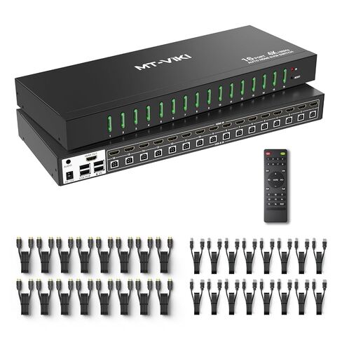 8 منافذ KVM Switch HDMI، MT-VIKI 4K @ 30 هرتز حامل حامل KVM HDMI Switch مع جهاز تحكم عن بعد بالأشعة تحت الحمراء وسلك لسطح المكتب و8 كابلات HDMI KVM in Kuwait