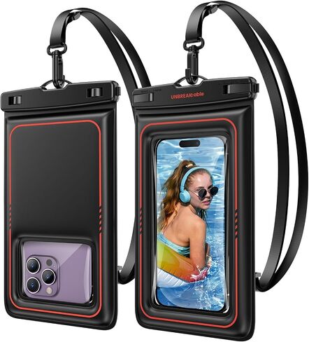 UNBREAKcable Waterproof Phone Pouch 2 Pack - IPX8 Floating Waterproof Phone Case Dry Bag for iPhone 14 Pro 13 13 Pro Max 12 11 XR XS SE 2022/2020, Samsung S23 S22 S21 FE S10+, Up to 7.0 inch- Black in Kuwait