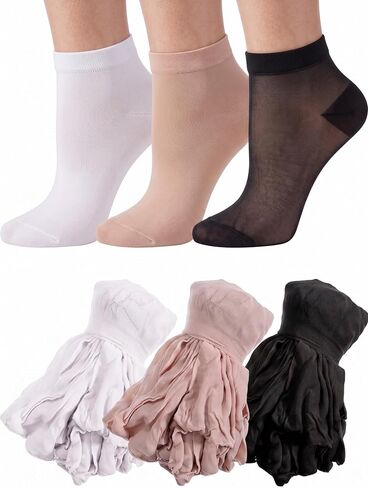 Sintege 600 Pieces Disposable Foot Socks for Trying on Boots Shoes, Ankle High Nylon Footies for Women, Disposable Non Slip Socks for Guest, Black, White, Beige in Kuwait