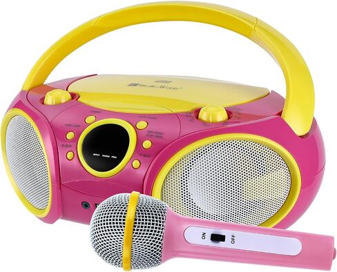 SINGING WOOD 030BTL, CD Player Boombox CD/CD-R/CD-RW, Portable w/Bluetooth, USB, AM/FM Radio, AUX-Input, Headset Jack, Foldable Carrying Handle and LED Light (Kitty Pink) in Kuwait