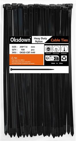 Oksdown 100 Pack 12 inch Black Heavy Duty Zip Ties Thick Cable Ties with 120 lbs Tensile Strength Large Plastic Wire Ties in Kuwait