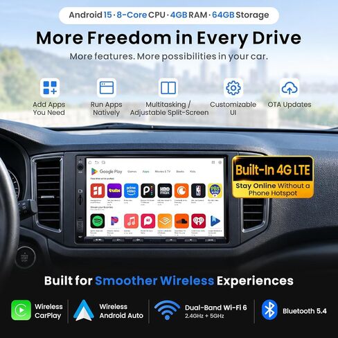 ATOTO S8 Premium 7inch Double-DIN Android Car Stereo, Wireless CarPlay & Android Auto, Dual Bluetooth w/aptX HD, QLED Display,Split Screen, HD Rearview with LRV, USB tethering,SCVC and More, S8G2B74PM in Kuwait