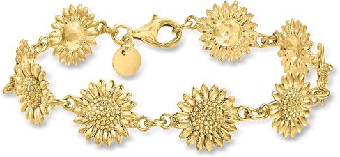 Ross-Simons Italian 18kt Gold Over Sterling Sunflower Bracelet. 7 inches in Kuwait