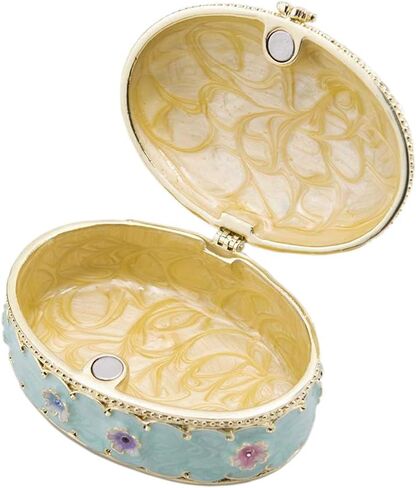 LARAINE Jewelry Trinket Box Decorative Vintage Style Jewelry Organizer for Women Rhinestones Jewelry Storage Home Decor Unique Gift (Oval Blue) in Kuwait