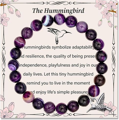 LINY Amethyst Hummingbird Bracelets Unique Hummingbird Gifts for Women Girls with Meaning Card in Kuwait
