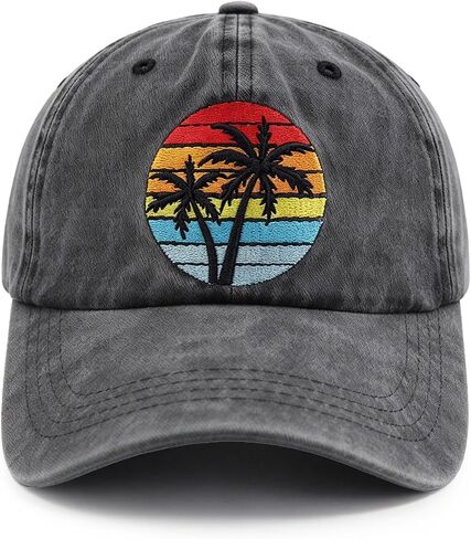 Palm Tree Baseball Cap for Men Women, Funny Vintage Adjustable Cotton Embroidered Summer Vacation Sun Beach Hat in Kuwait