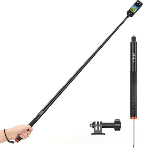 VRIG TP-13,131cm(51inch) Extension Selfie Stick for INSTA360 for GoPro 11 10 9 8 7, Insta Insta360 One X2 X One R EVO Action Cameras, Smartphone Gimbal Extension Pole for Sports Cam, Black in Kuwait