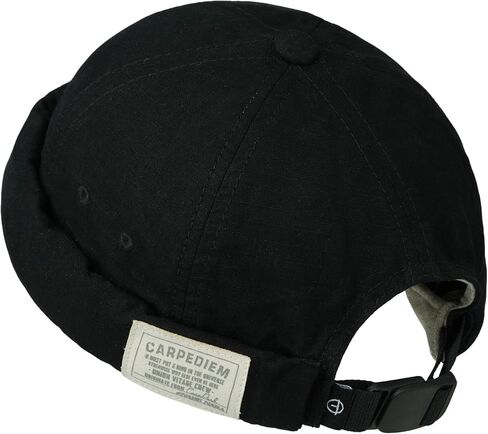 CLAPE Thick Cuff Brimless Caps for Men Washed Cotton Retro Worker Hat Rolled Cuff Harbour No Visor Sailor Fisherman Leon Hat in Kuwait