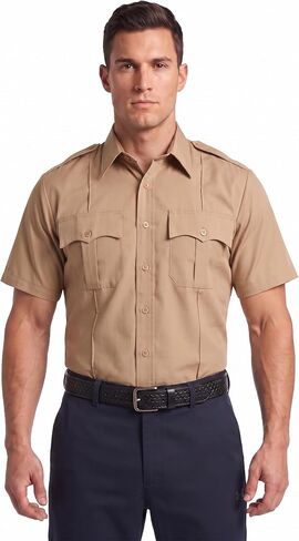 First Class 100% Polyester Short Sleeve Men's Uniform Shirt White in Kuwait