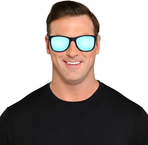 Panama Jack Men's Rubberized Print Square Sunglasses, Blue Crystal with Textured Wood, 54 in Kuwait
