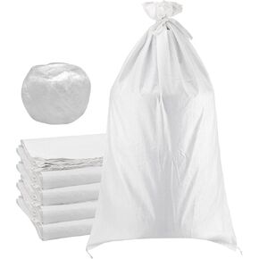 SEUNMUK 60 Pack 20 x 30 Inch Gray Woven Sand Bags, Empty Woven Plastic Sand Bags, Heavy Duty Flood Protection Sand Bags with 20 M Ties for Flood Control, Storage in Kuwait