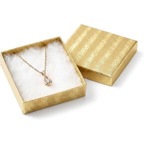 TheDisplayGuys 25-Pack #75 Cotton Filled Cardboard Paper Jewelry Box Gift Case - Gold Foil (7 1/8" x 5 3/16" x 1 5/16") in Saudi Arabia