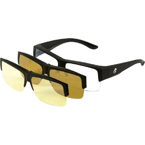 3in1 SuperSight System FitOns بدون حواف - النظارات ذات المشبك المغناطيسي - عدسات الكمبيوتر بإطار مستقطب/نظارة شمسية مستقطبة ومشبك للقيادة الليلية in Kuwait