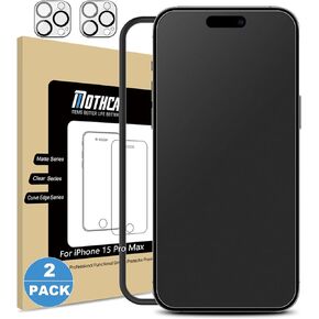 Mothca 2 Pack واقي شاشة زجاجي غير لامع لهاتف iPhone 12 Pro Max مضاد للوهج ومضاد لبصمات الأصابع من الزجاج المقسى الشفاف، جراب صديق للفقاعات خالٍ من الفقاعات لهاتف iPhone 12 Pro Max 6.7 بوصة (2020) - ناعم كالحرير in Kuwait