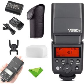 Godox V350S TTL Flash for Sony 2.4G GN36 1/8000s HSS 500 Full Power 0.1s-1.7s Recycle w/2000mAH Rechargeable Battery Speedlite for Sony A7RIII A7RII A7R A58 A99 ILCE6000L A77II RX10 A9 etc (V350-S) in Kuwait