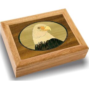 Wood Art Eagle Box - Handmade USA - Unmatched Quality - Unique, No Two are the Same - Original Work of Wood Art. A Eagle Gift, Ring, Trinket or Wood Jewelry Box (#2101 Eagle's Head 6x8x2) in Kuwait