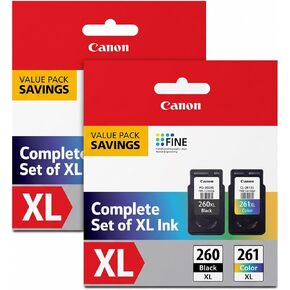 Canon PG-260 XL/CL-261 XL Value Pack, Compatible to TR7020, TS6420, and TS5320 Printers, Multi, Once Size (3706C005) in Kuwait