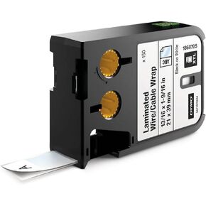 DYMO Laminated Wire Cable Wrap for DYMO XTL Label Makers, Black on White, 13/16" x 1-9/16", 1 Roll (1868705) in Kuwait
